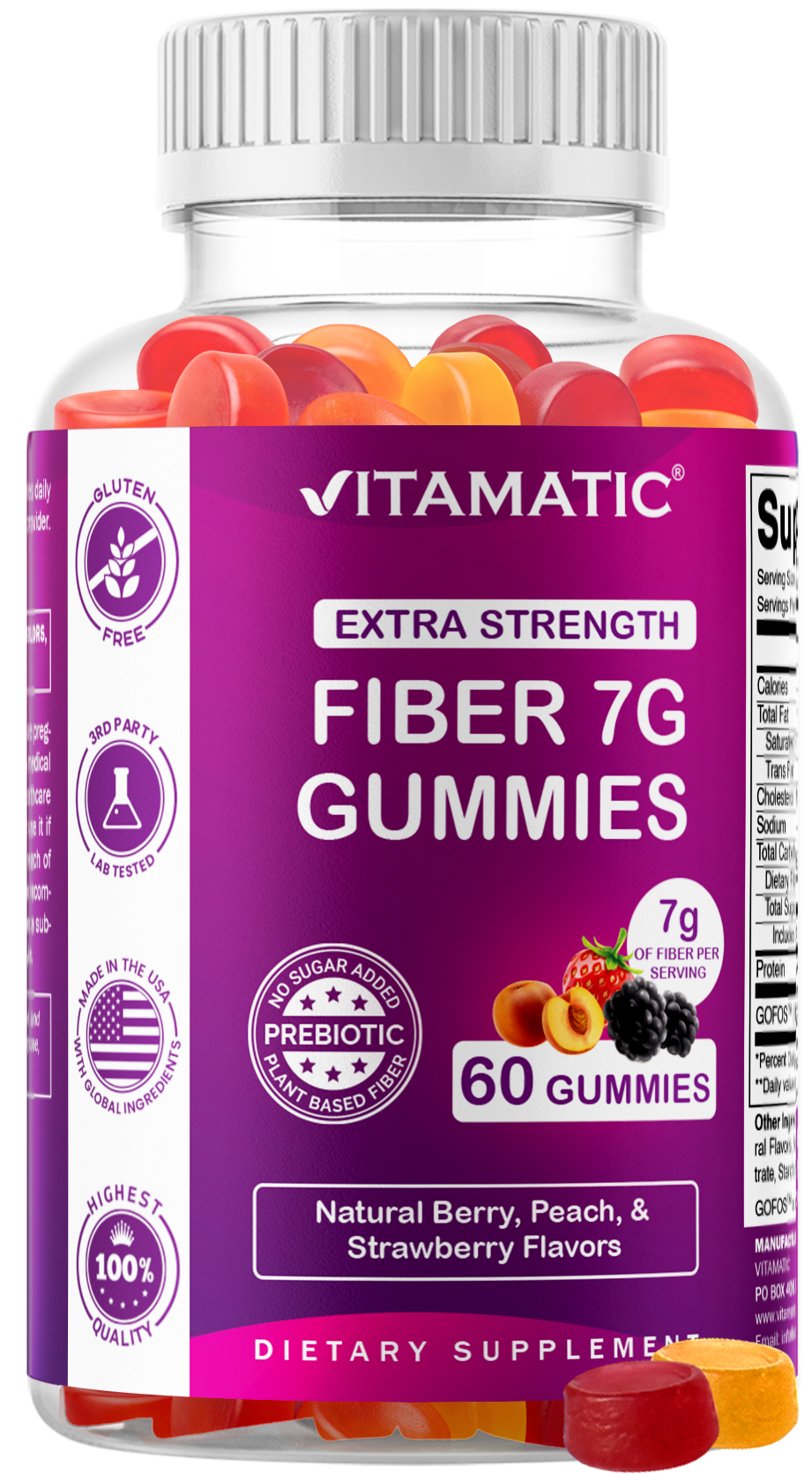 Vitamatic Fiber 7G per Serving, 60 Gummies