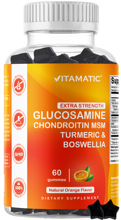 Vitamatic Glucosamine Chondroitin MSM + Turmeric, 60 Gummies
