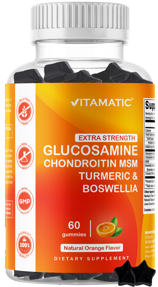 Vitamatic Glucosamine Chondroitin MSM + Turmeric, 60 Gummies