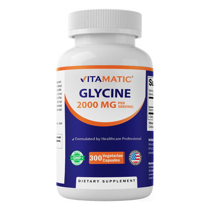 Glycine 2000mg Per Serving, 300 Veg Capsules