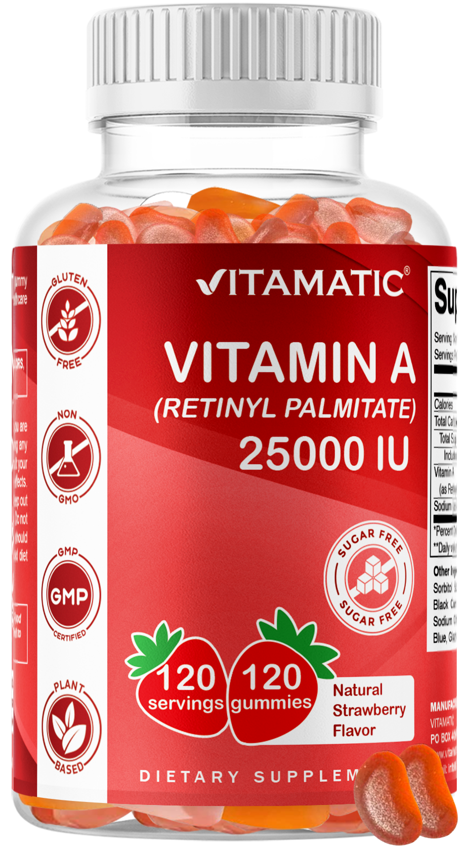 Vitamatic Sugar-Free Vitamin A 25000 IU, 120 Gummies
