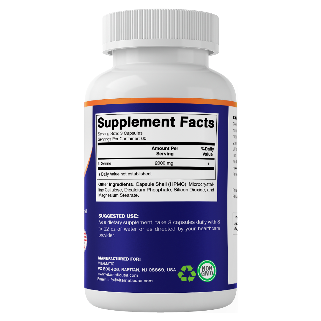 L-Serine 2000 mg per Serving, 180 Vegetarian Capsules - Made in USA