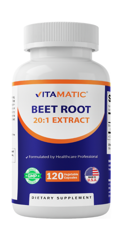 Beet Root 20:1 Extract Capsules 800 mg Per Serving (Beta vulgaris)- 120 Capsules