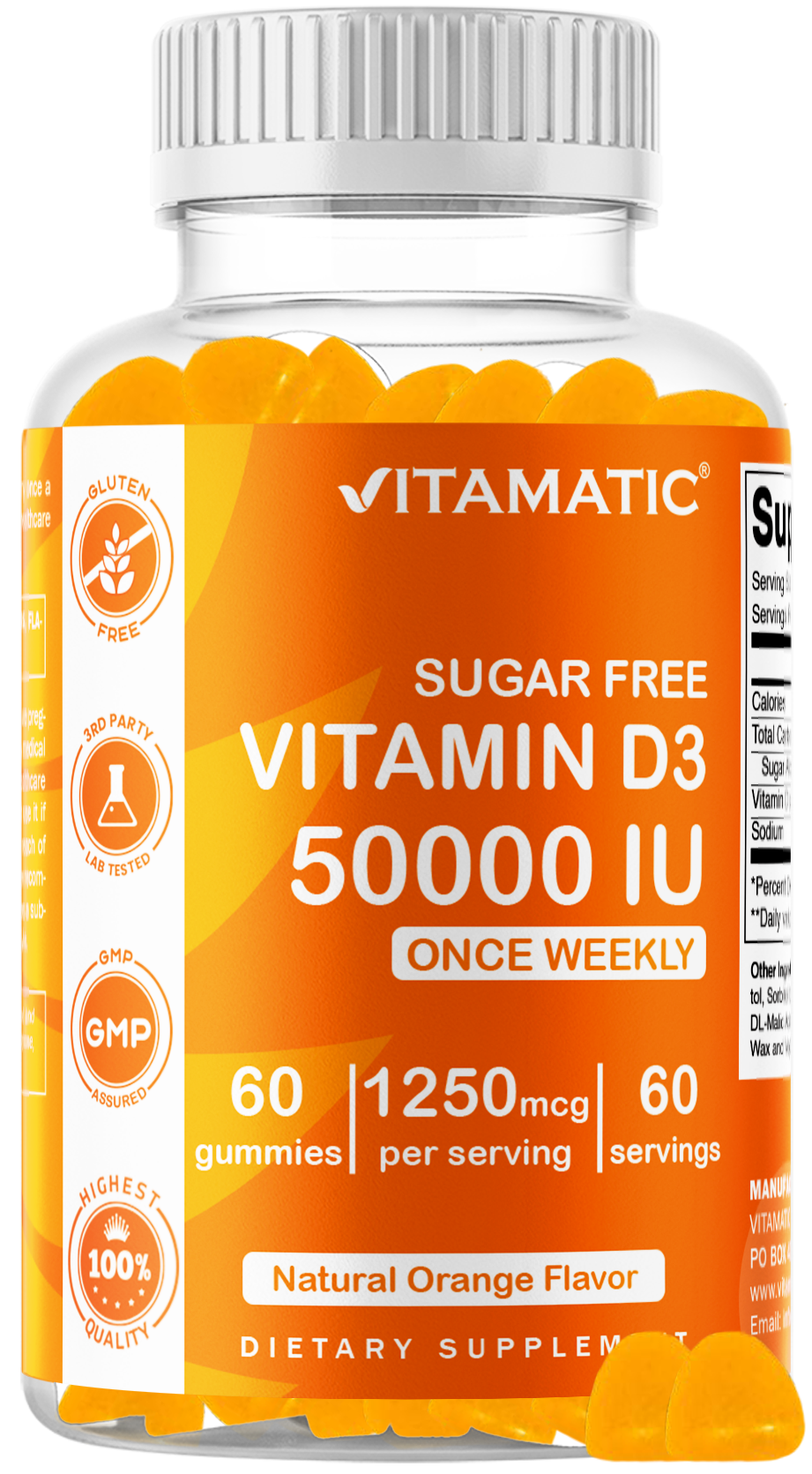 Sugar-Free Vitamin D3 50000 IU, 60 Gummies
