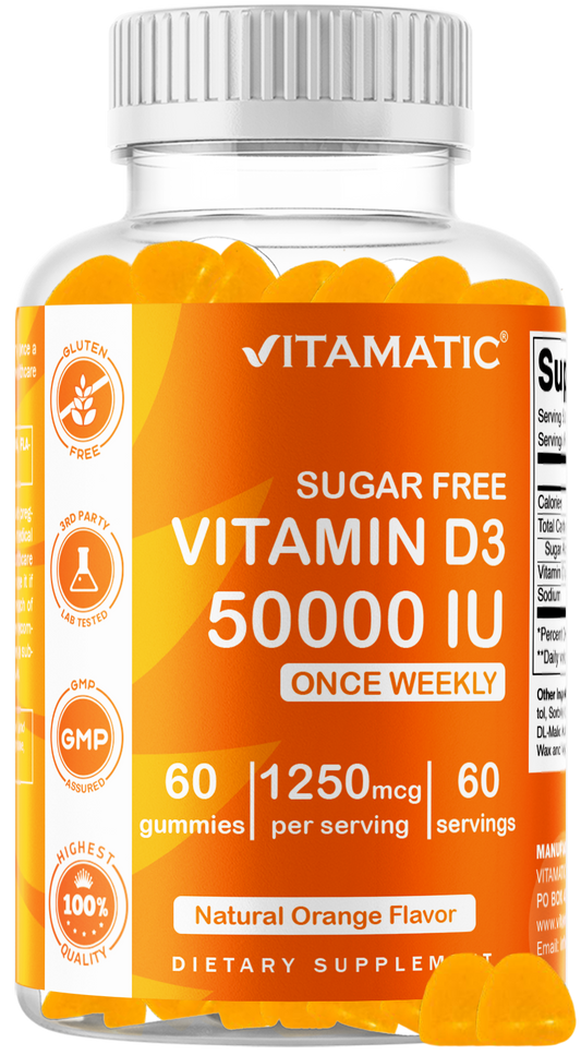 Vitamatic Sugar-Free Vitamin D3 50000 IU, 60 Gummies