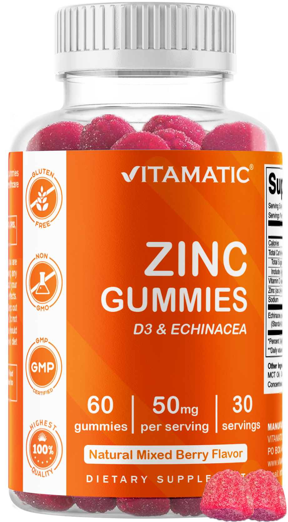 Vitamatic Zinc 50mg per Serving, 60 Gummies
