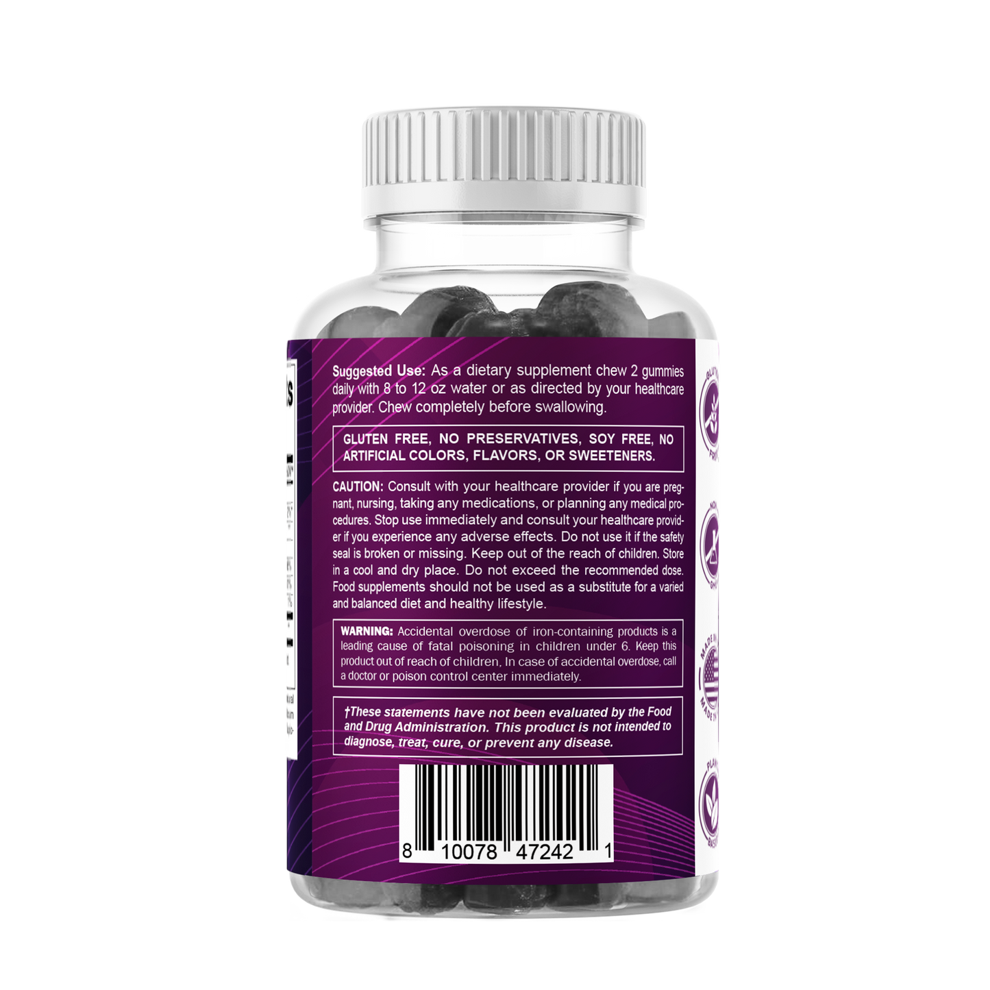 Iron 65mg with Vitamin C - 60 Gummies