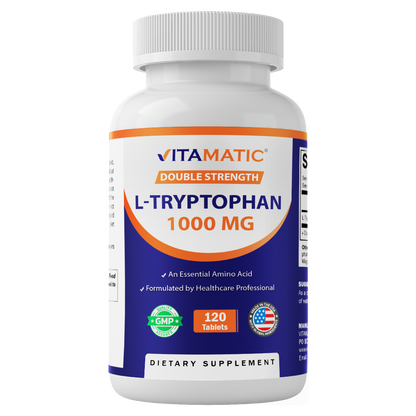 L-Tryptophan 1000mg Supplement, 120 Tablets