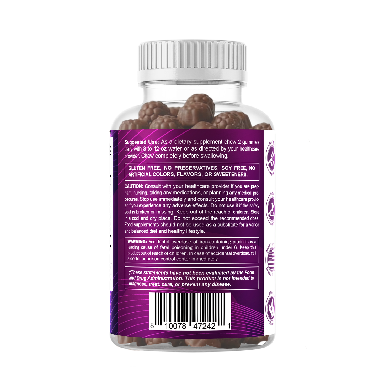 Iron 65mg with Vitamin C - 60 Gummies