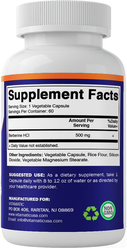 Berberine 500mg - 60 Vegetable Capsules