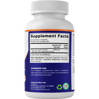 Tribulus Terrestris for Men - 2000 mg - 180 Vegetable Capsules