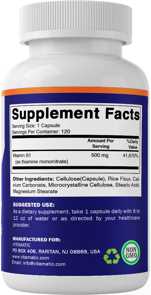 Vitamin B1 (Thiamine) 500mg - 120 Capsule
