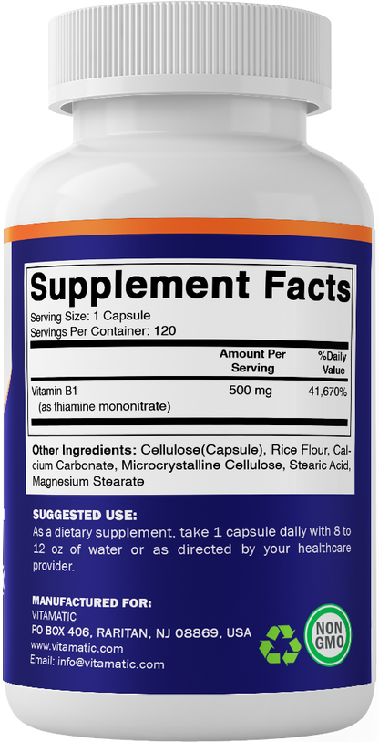 Vitamin B1 (Thiamine) 500mg - 120 Capsule