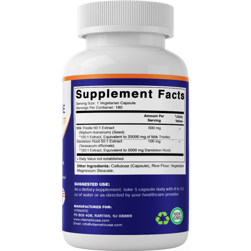 Milk Thistle with Dandelion Root - 180 Vegetarian Capsules