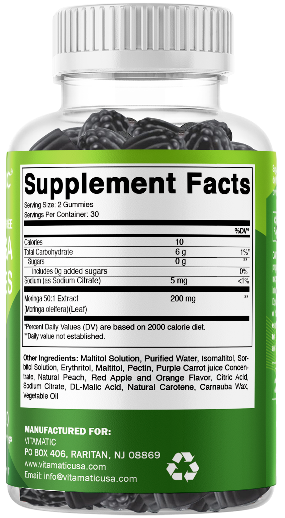 Vitamatic Sugar-Free Moringa 50:1 Extract, 60 Gummies