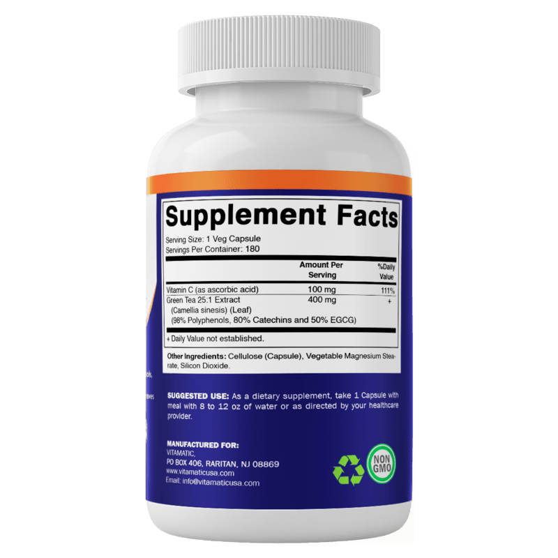 Green Tea Extract with Vitamin C - 180 Veg Capsules