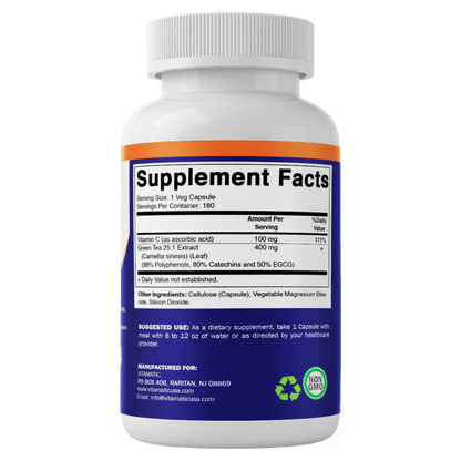 Green Tea Extract with Vitamin C - 180 Veg Capsules