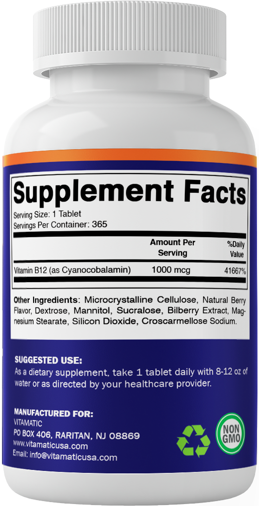 Vitamin B12 1000 mcg - 365 Fast Dissolve Tablets