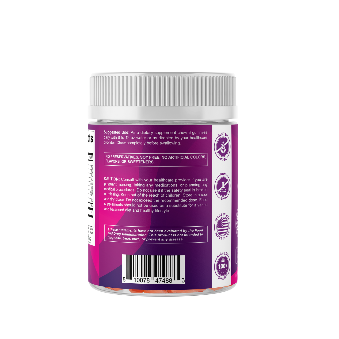 Prebiotic Fiber Gummies for Adults-  240 Pectin Based Gummies, Digestive Health & Regularity Support