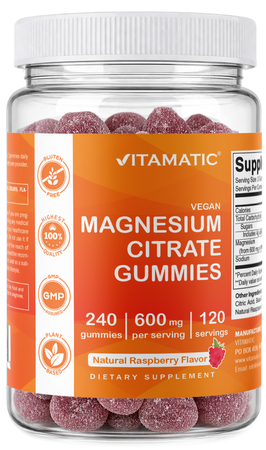 Magnesium Citrate Gummies 600mg Per Serving, 240ct