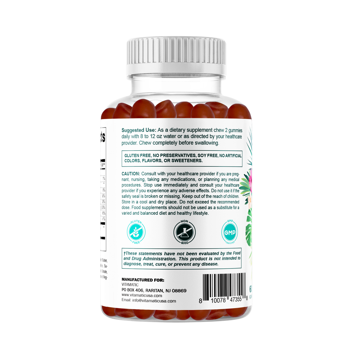 Hydrolyzed Collagen Gummies with Vitamin C, Zinc and Biotin, 200mg - 60 Gummies