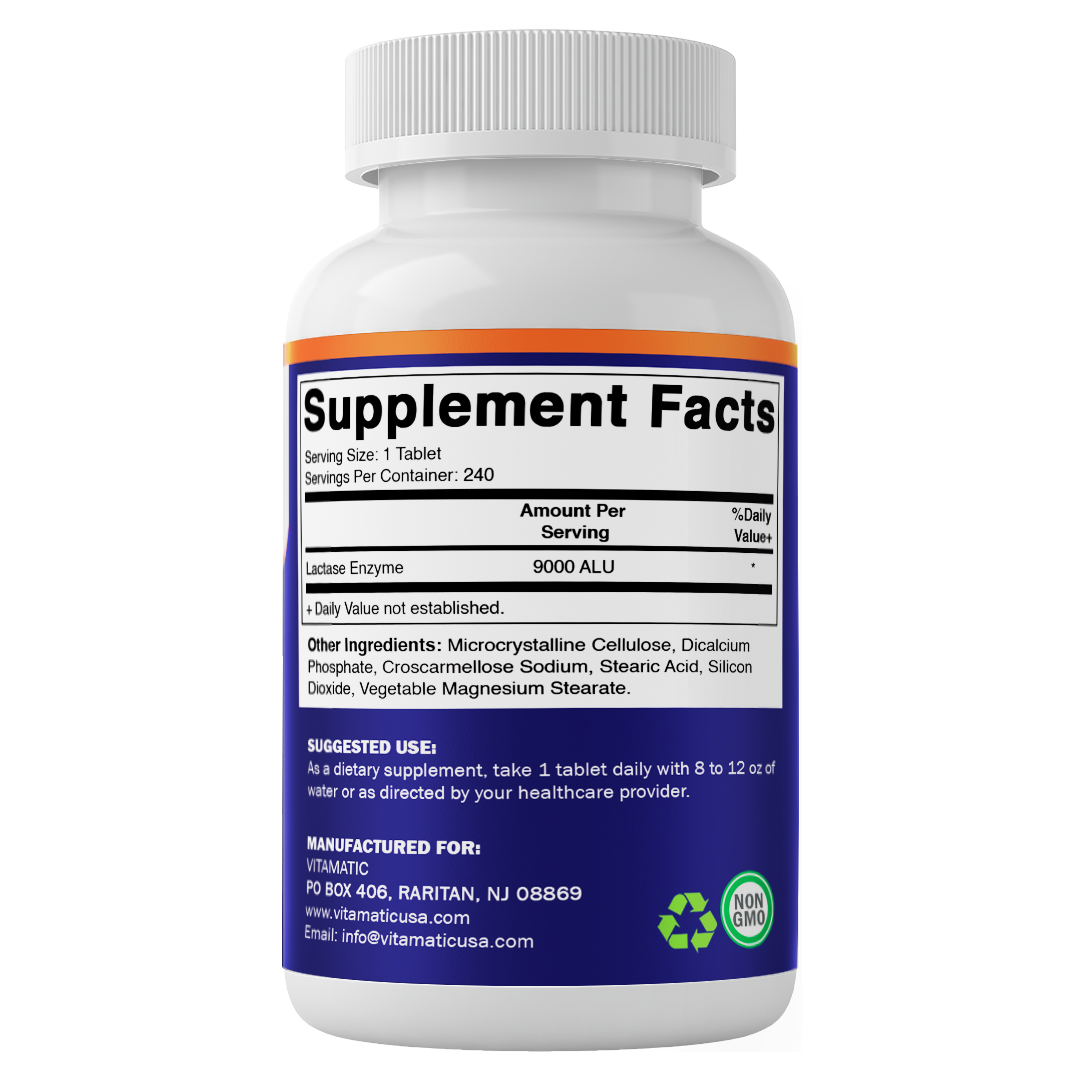 Vitamatic Lactase Enzyme 9000 FCC, 240 Tablets