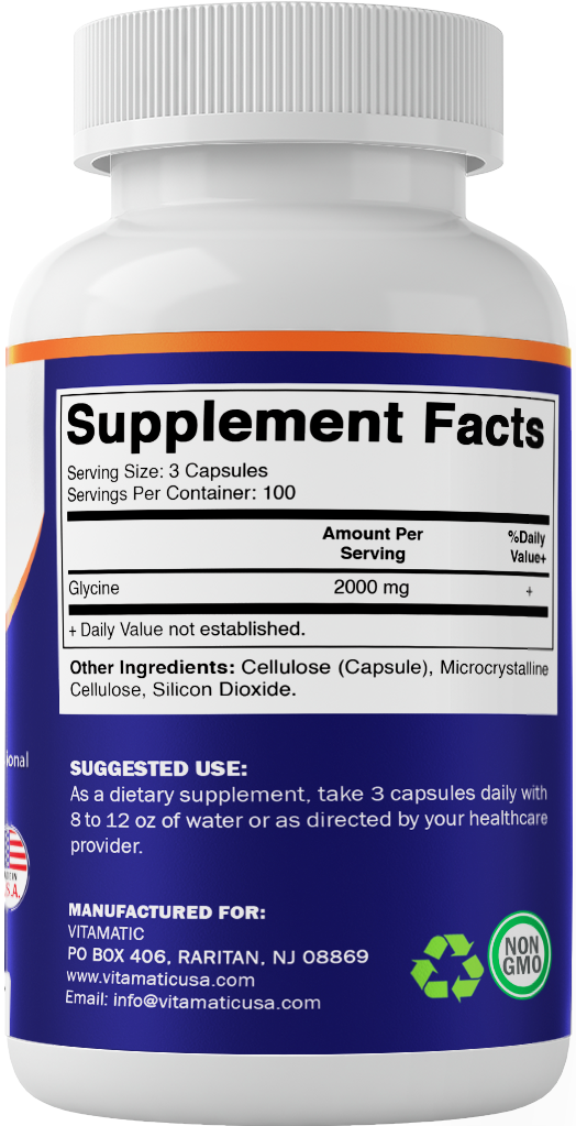 Glycine Supplement 2000mg Per Serving - 300 Vegetarian Capsules