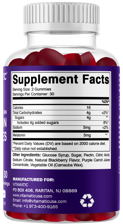 Vitamatic Melatonin 5mg Vegan Gummies, 60 Gummies