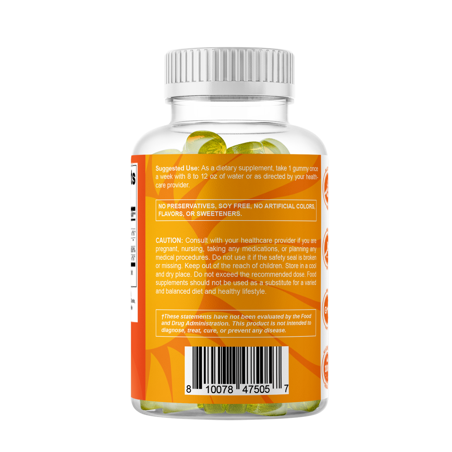 Sugar Free Vitamin D3 50000 IU Pectin Based - 120 Gummies