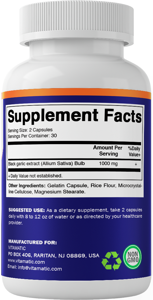 Fermented Black Garlic Extract 1000 mg 60 Capsules