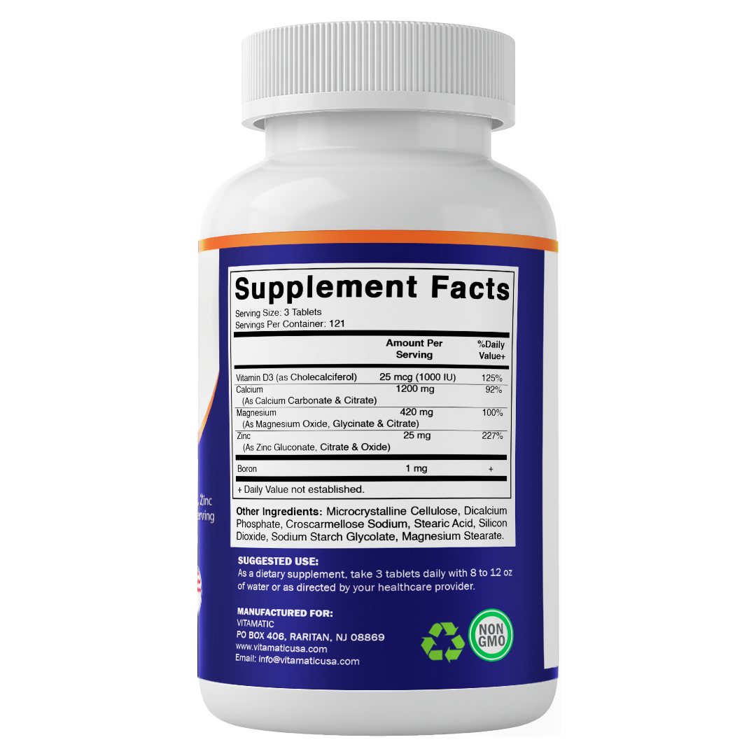 Vitamatic Calcium Magnesium Zinc + D3 & Boron, 365 Tablets