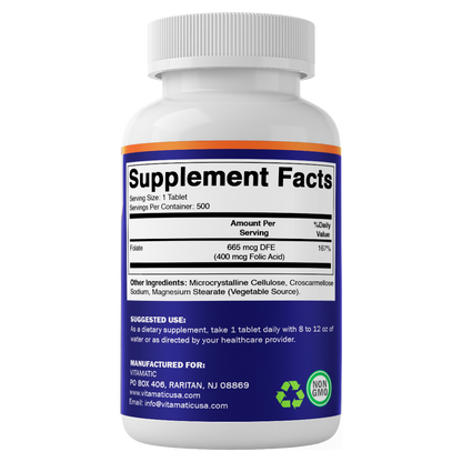 Folic Acid 400mcg - 500 Vegetarian Tablets