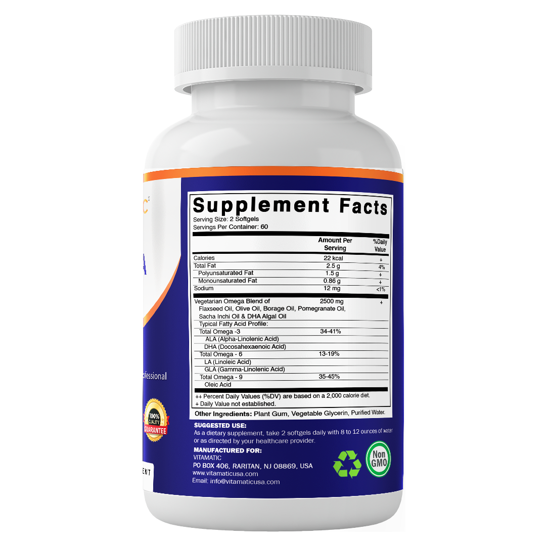 Vitamatic Vegan Omega 3-6-9 Complex 1250mg - 120 Softgels