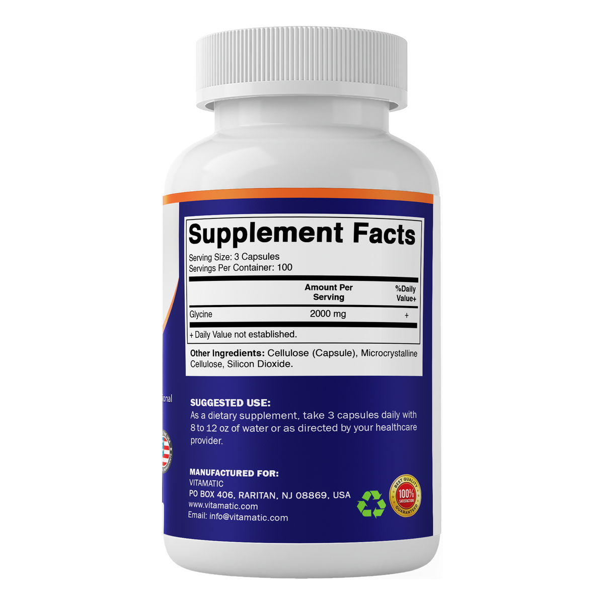 Glycine 2000mg Per Serving, 300 Veg Capsules