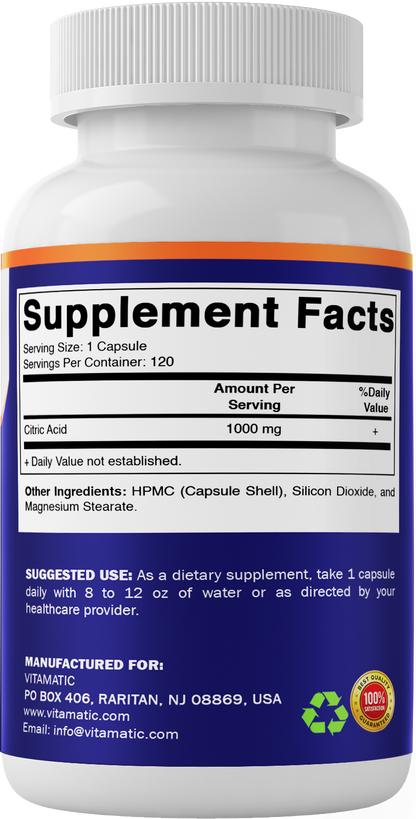 Citric Acid 1000mg Capsules