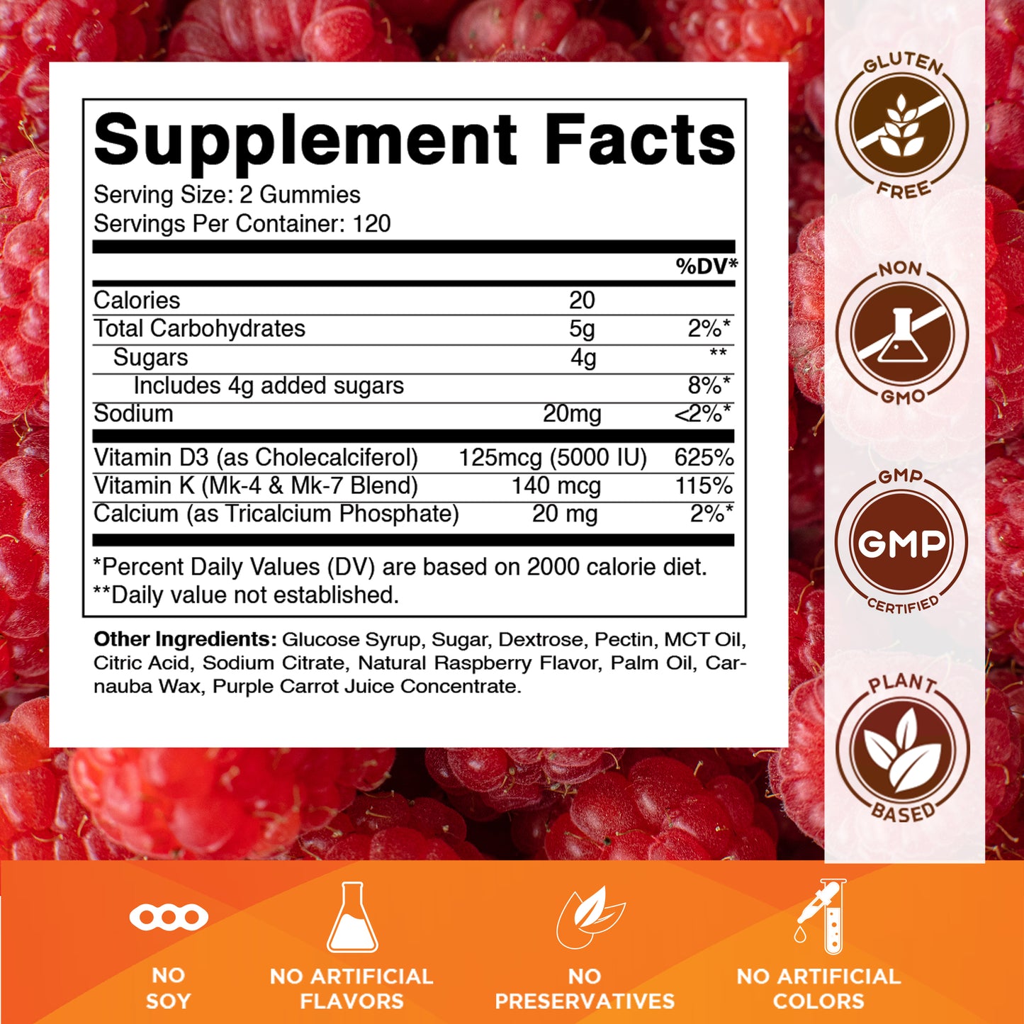 Vitamin D3 K2 with Calcium Gummies - 240 Count