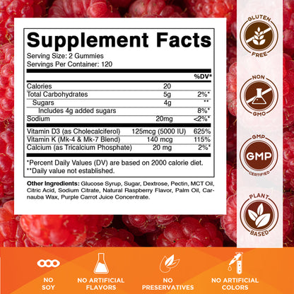 Vitamin D3 K2 with Calcium Gummies - 240 Count