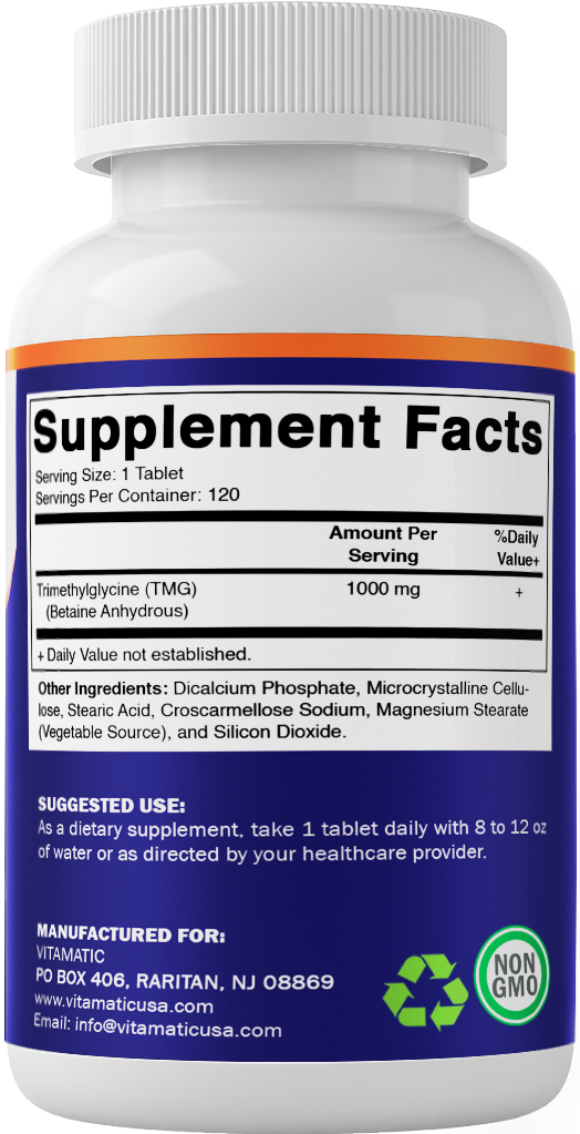 TMG Supplements 1000mg - 120 Vegetarian Tablets