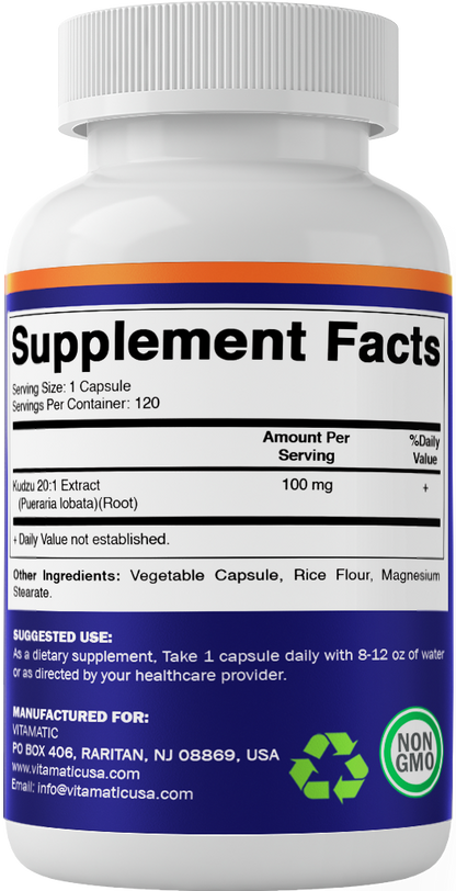 Kudzu Root 20:1 Extract Pills (Pueraria lobata Root) - 120 Veg Capsules