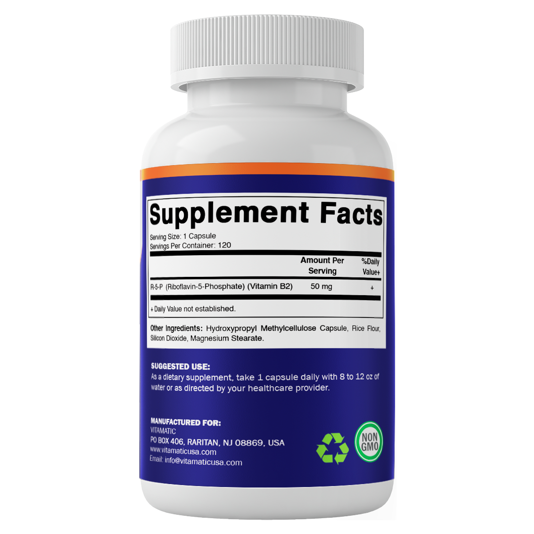 R-5-P Riboflavin-5-Phosphate (Vitamin B2) 50 mg | 120 Capsules