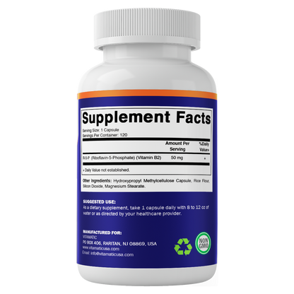 R-5-P Riboflavin-5-Phosphate (Vitamin B2) 50 mg | 120 Capsules