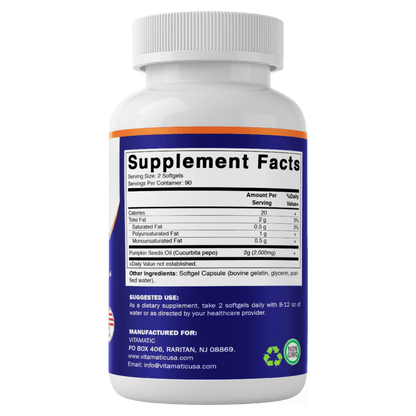 Pumpkin Seed Oil 2000mg Softgel - 180 Softgels