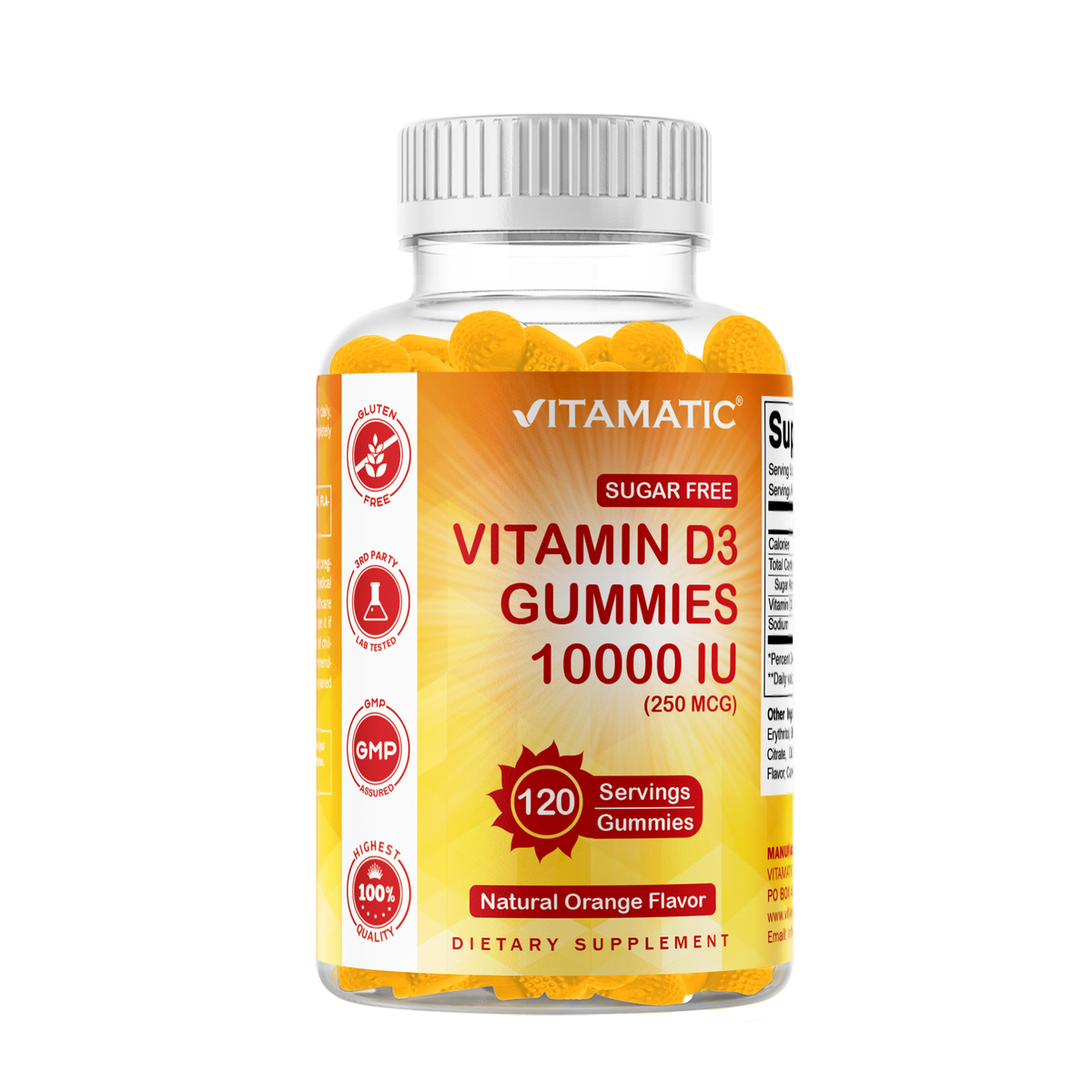 Sugar-Free Vitamin D3 10000 IU, 120 Gummies
