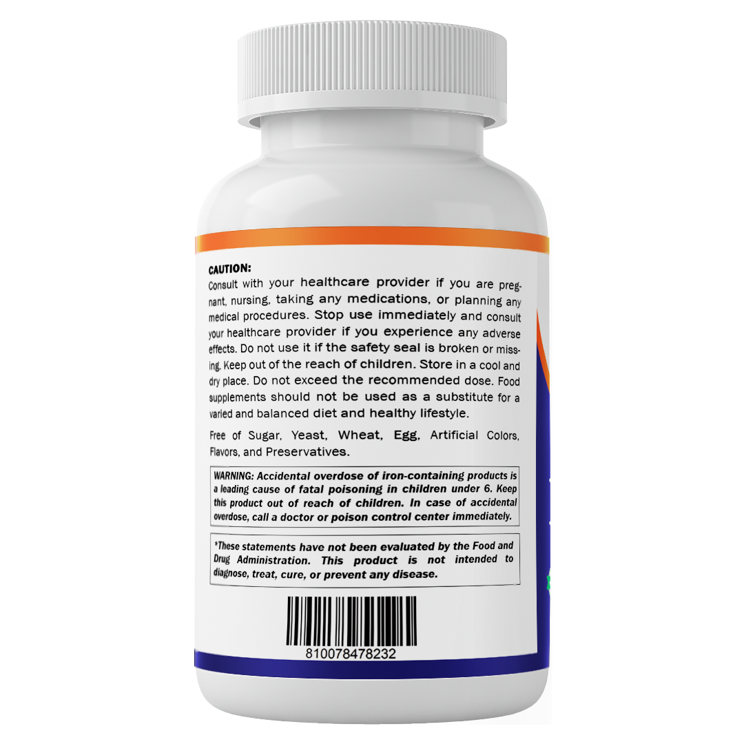 Chelated Iron 36 mg (from Ferrochel® Ferrous Bisglycinate Chelate) – 120 Veg Capsules