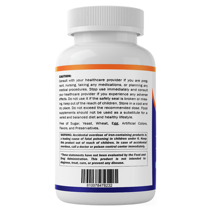 Chelated Iron 36 mg (from Ferrochel® Ferrous Bisglycinate Chelate) – 120 Veg Capsules