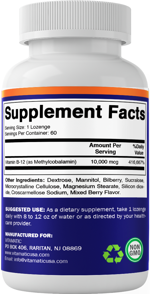 Methyl B12 (Methyl-cobalamin) 10,000 mcg - 60 Lozenges