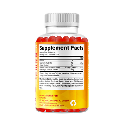 Sugar Free Vitamin D3 1000 IU - 120 Gummies