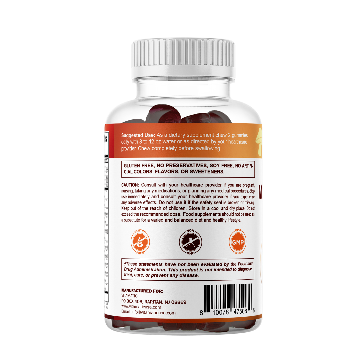 Mushroom Complex with D3 Gummies 3000 mg - 60 Pectin Based Gummies