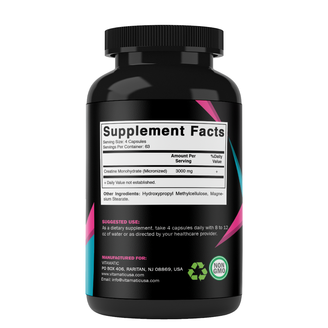 Micronized Creatine Monohydrate 3000 mg Per Serving – 250 Capsules