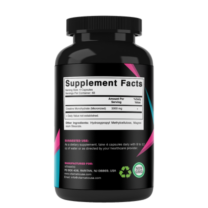 Micronized Creatine Monohydrate 3000 mg Per Serving – 250 Capsules